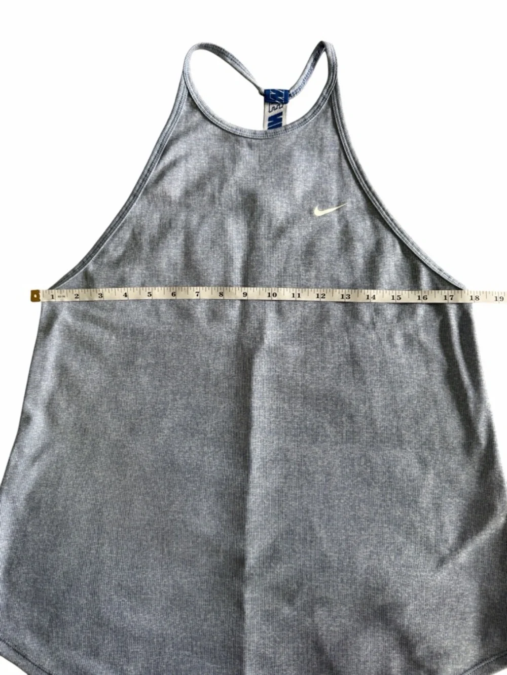 NWOT Nike Dri-Fit Light Blue High Neck Tank Open Back Logo Strap Size L